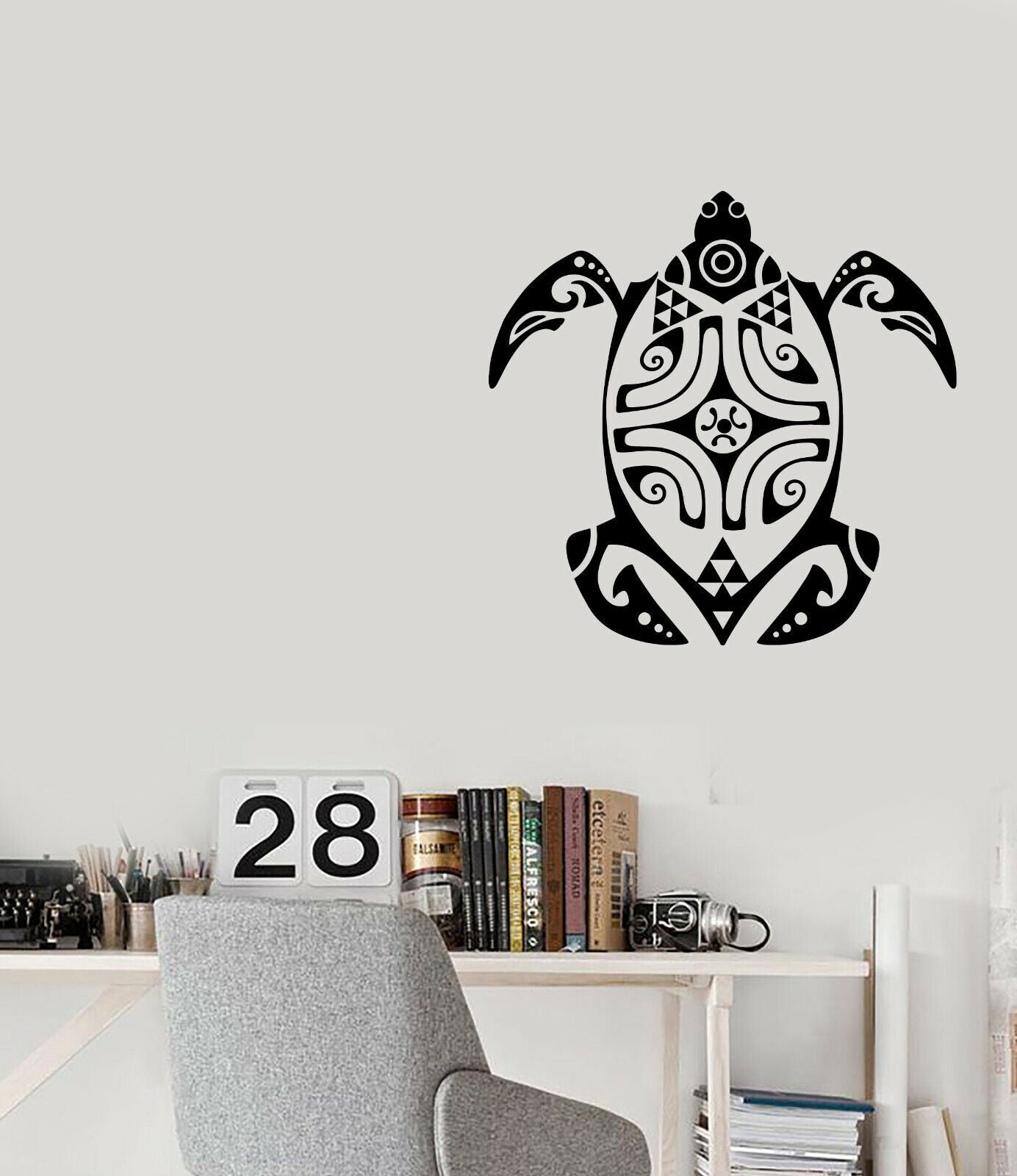 Wall Vinyl Decal Sticker Maui Turtle in Tattoo Style Sea Animal Decor (n1319)