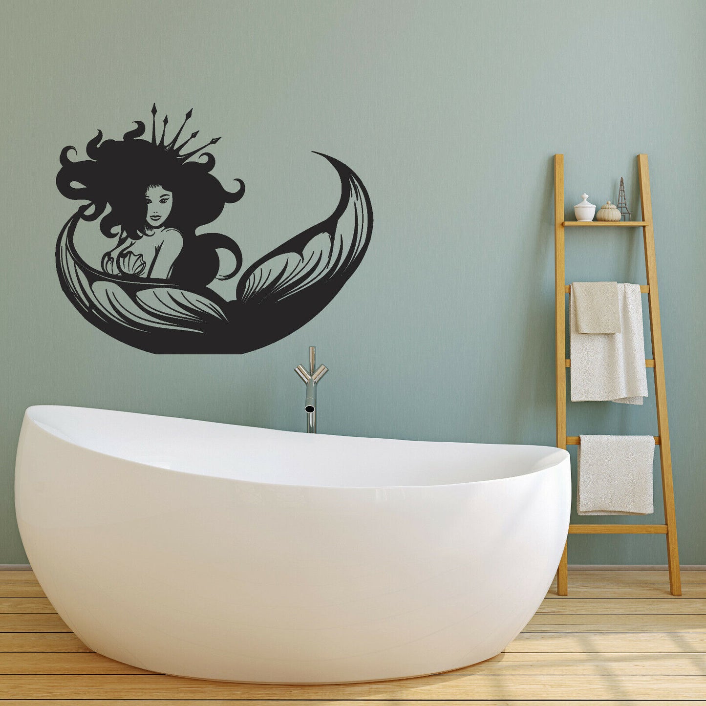 Vinyl Wall Decal Mermaid Sea Queen Crown Tail Fantasy Girl Stickers (4251ig)