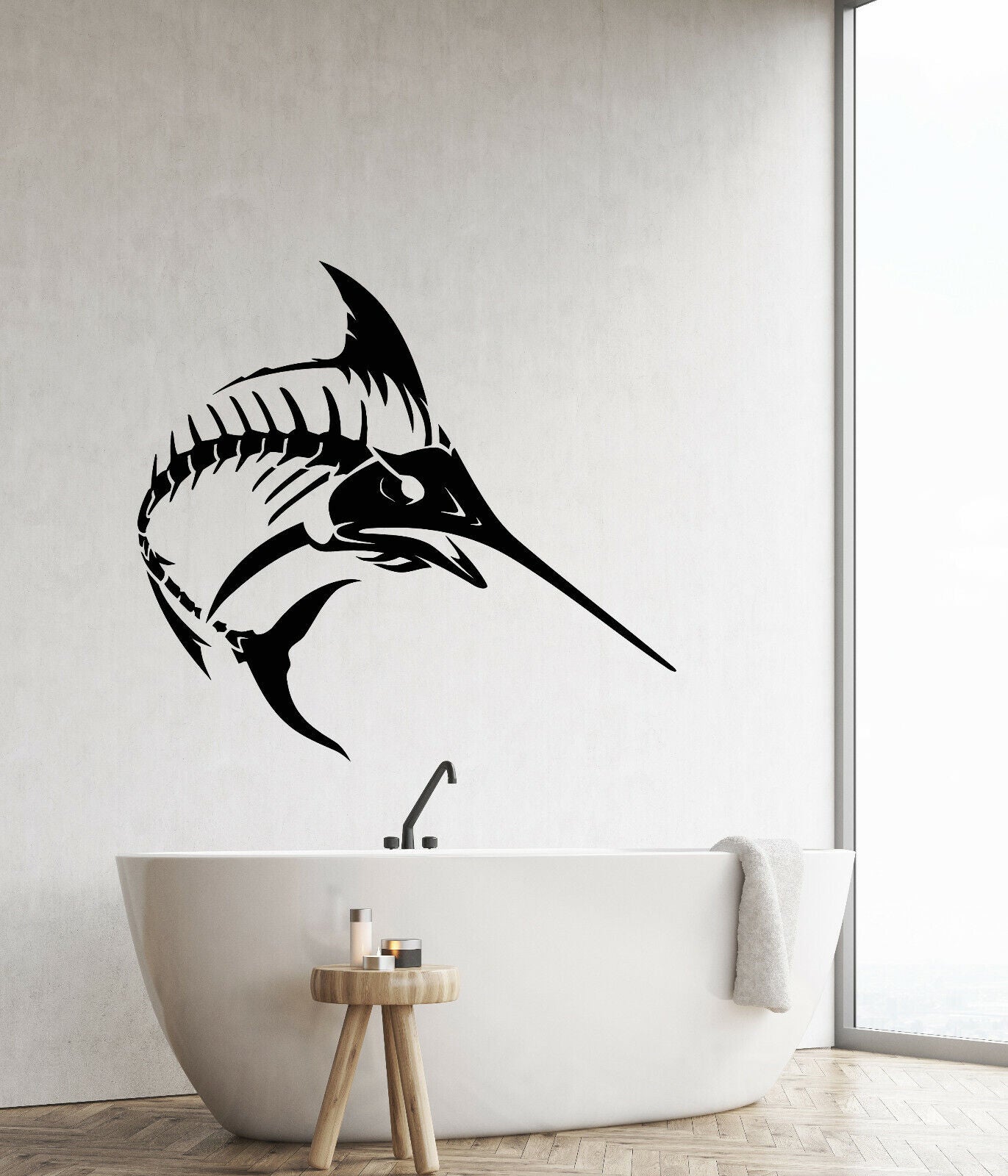 Vinyl Wall Decal Sea Fishing Skeleton Bones Gothic Style Tuna Stickers (4261ig)