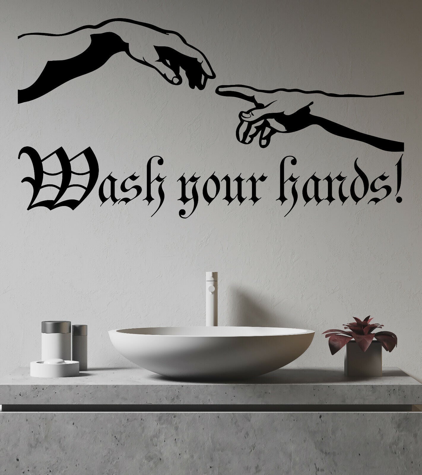 Vinyl Wall Decal Art Creation of Adam Wash Your Hands Hygiene Stickers (4270ig)