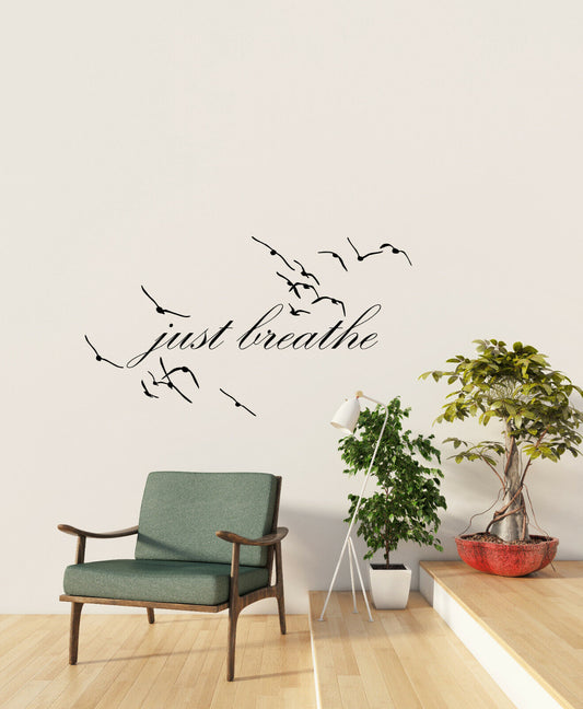 Vinyl Wall Decal Motivation Inspirational Words Just Breathe Stickers (4289ig)