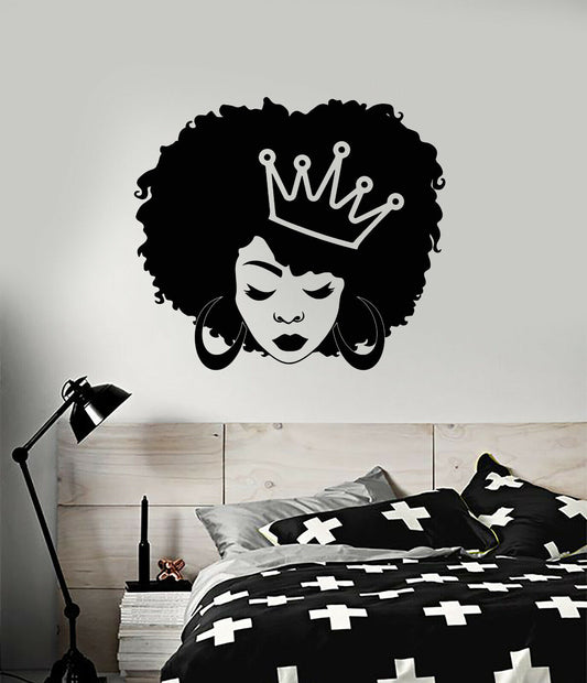 Vinyl Wall Decal African Beauty Beautiful Queen Crown Black Lady Stickers 4303ig