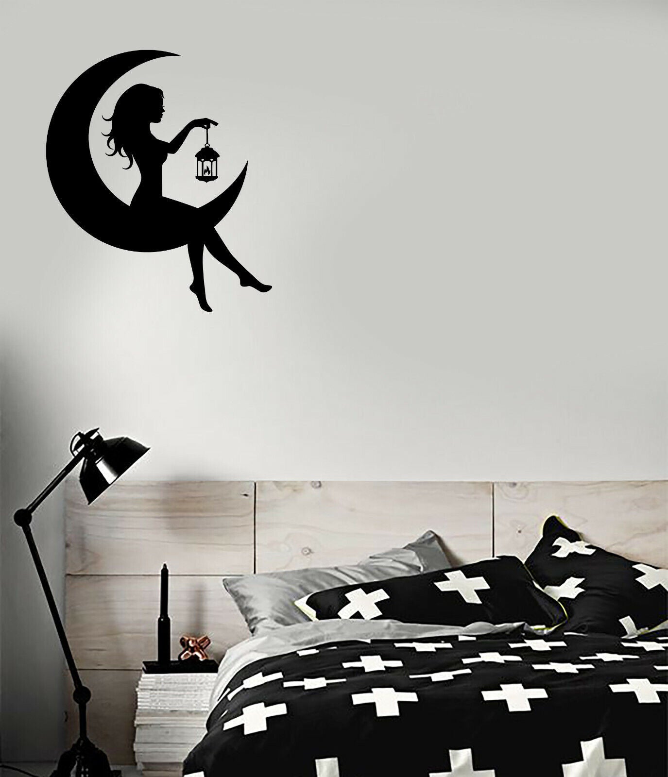 Vinyl Wall Decal Crescent Naked Girl On The Moon Sexy Woman Stickers (4300ig)