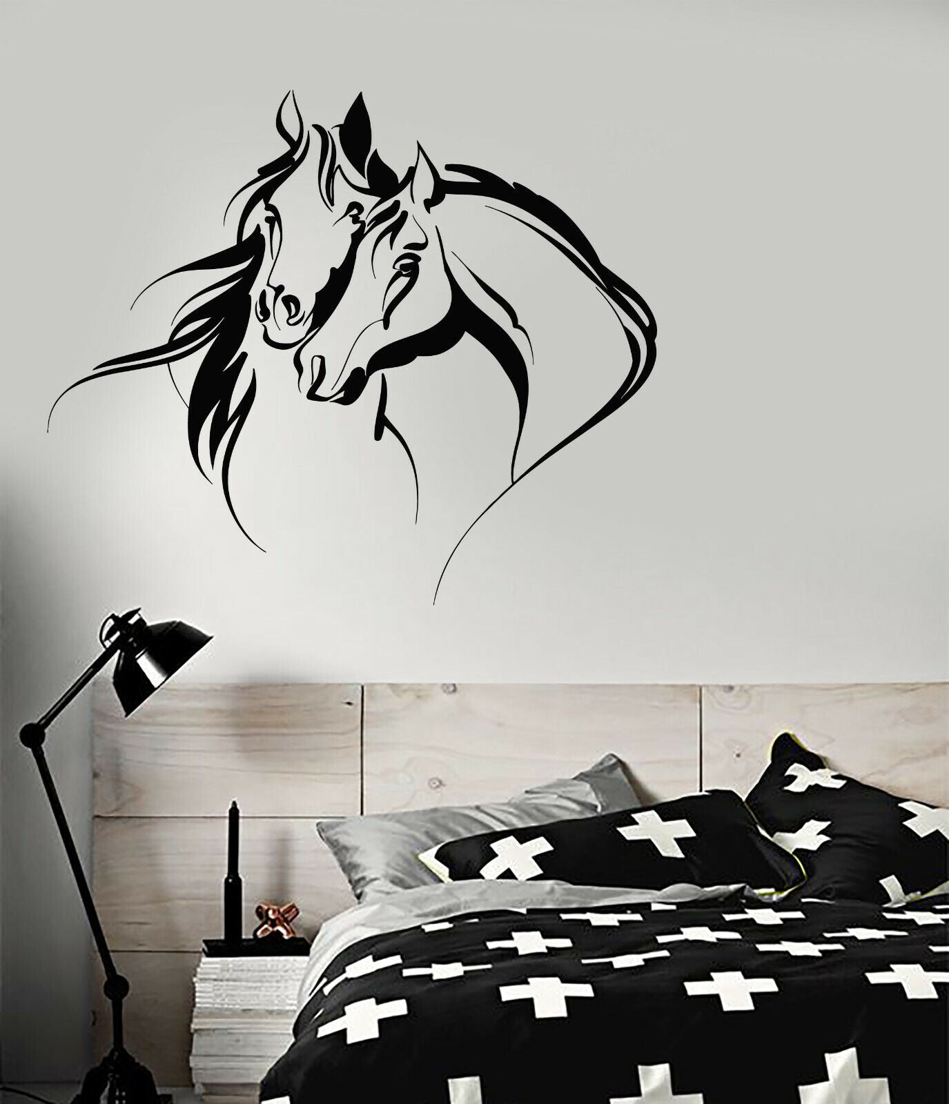 Vinyl Wall Decal Love Romance Two Horses Head Room Decoration Stickers (4302ig)