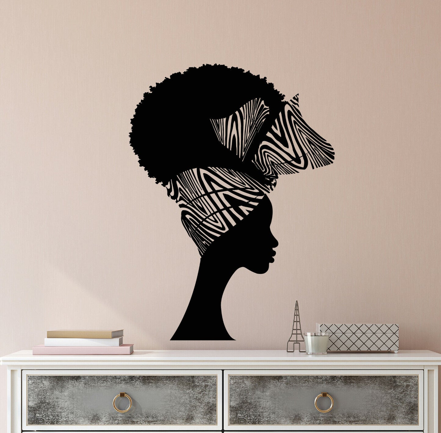 Vinyl Wall Decal African Girl Beauty Salon Hairstyle Black Lady Sticker (4312ig)