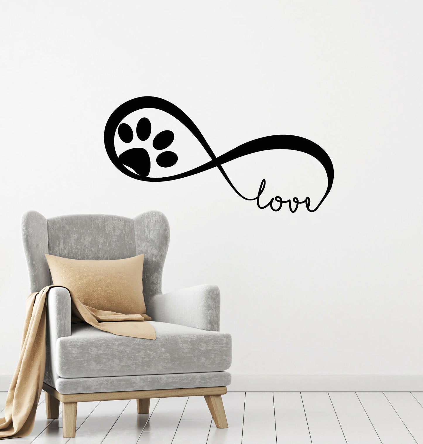 Vinyl Wall Decal Infinity Symbol Paw Footprints Pet Shop Stickers (4317ig)