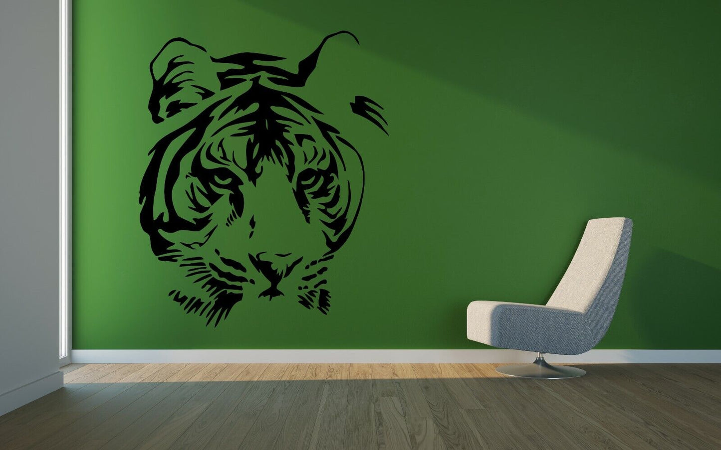 Autocollant mural en vinyle pour voiture, autocollant artistique, tête de tigre, décor Animal M275, 45 pouces de largeur x 54 pouces de hauteur