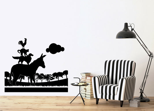 Vinyl Wall Decal Picture Fairy Tale Brothers Grimm Bremen Town Musicians (n1339)