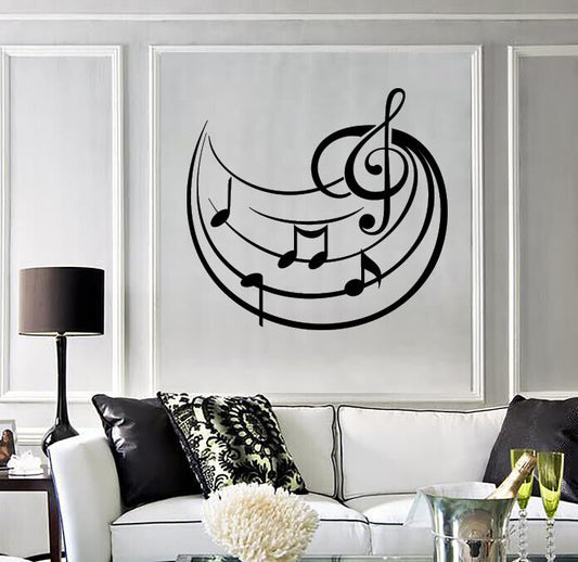 Autocollant mural en vinyle, notes de musique, clé de sol, autocollant, décor de boutique (n1342)