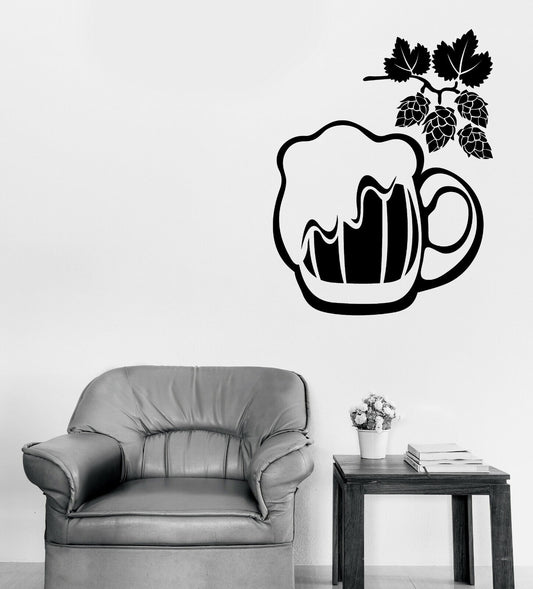 Vinyl Wall Decal Beer Mug Foam Hop Fruit Beer Bar Decor (n1362)