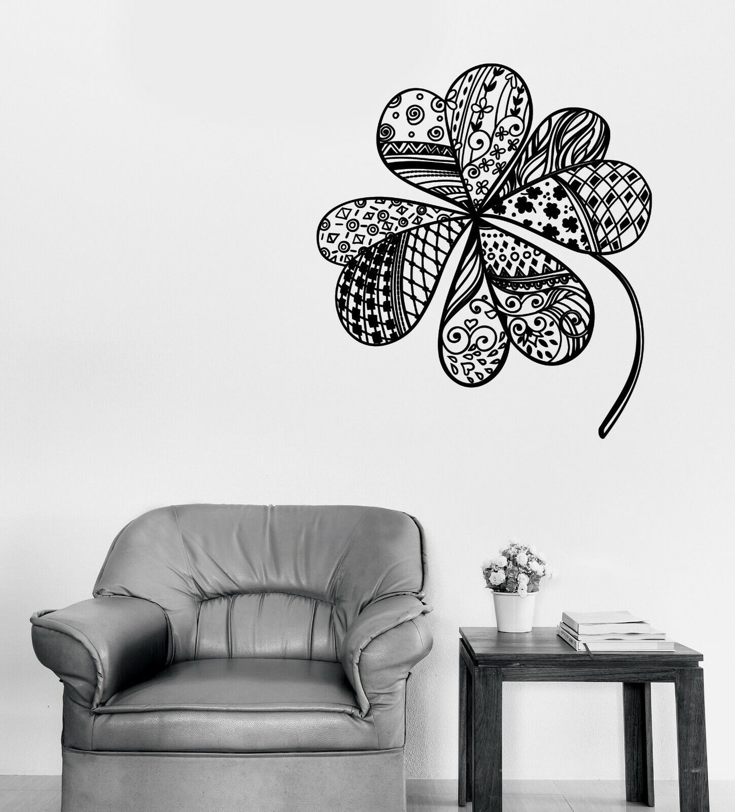 Vinyl Wall Decal Sticker Beautiful Clover Leaf with Various Patterns (n1364)