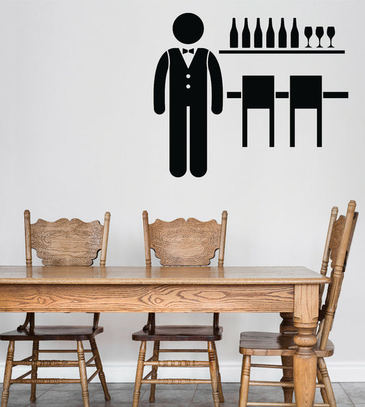 Vinyl Wall Decal Jobs Occupations Careers Food Culinary Waiter Sticker (n1377)