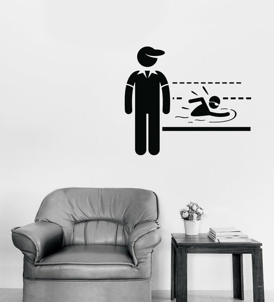 Vinyl Wall Decal Swimming Coach Instructor Teacher Jobs Occupations (n1399)