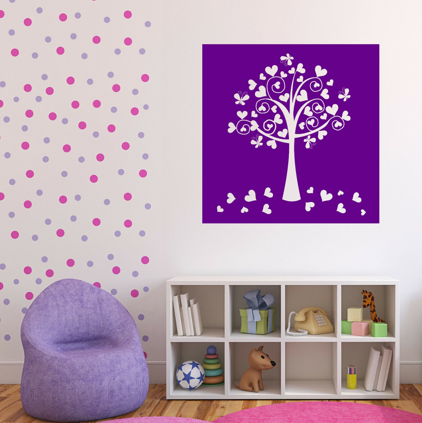 Vinyl Wall Stickers Romantic Fantasy Love Tree Leaves Hearts Decal (n1425)