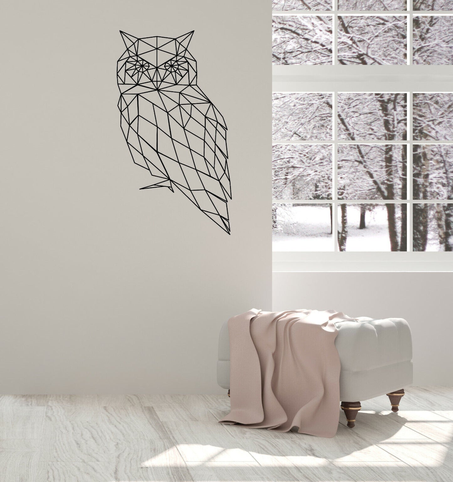 Vinyl Decal Wall Sticker Geometric Diagonal Picture Owl Silhouette (n1443)