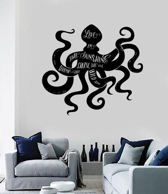 Wandtattoo Oktopus, Meerestiere, Zitat, Worte, Motivationsspruch, Vinyl, (n1578)