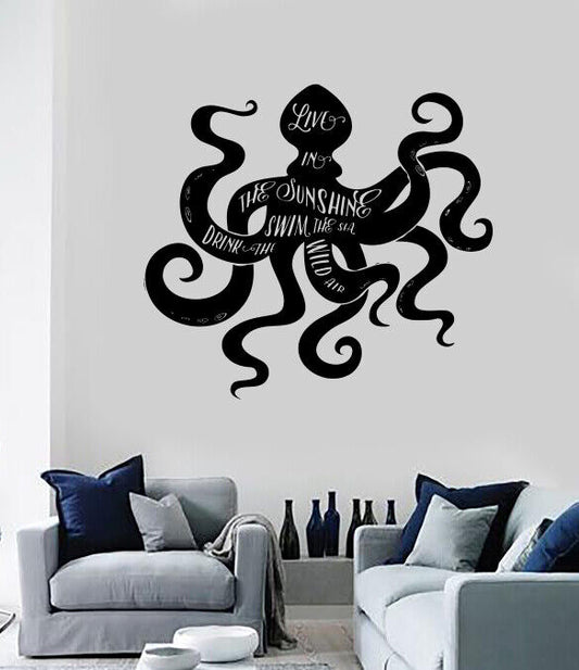 Vinyl Wall Decal Octopus Sea Animals Quote Words Motivation Phrase (n1578)