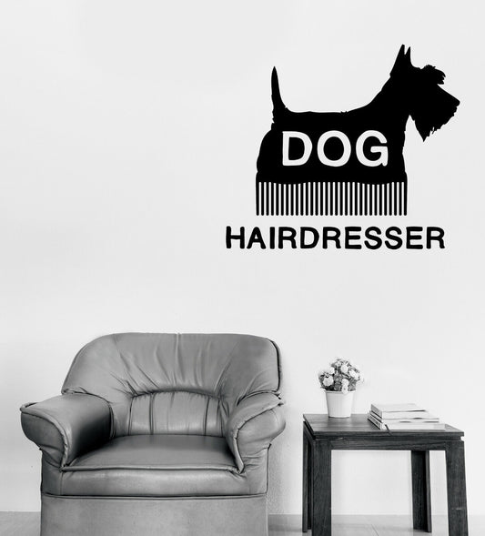 Vinyl Wall Decal Hair Salon for Animals Pet Dog Cat Grooming Logo (n1600)