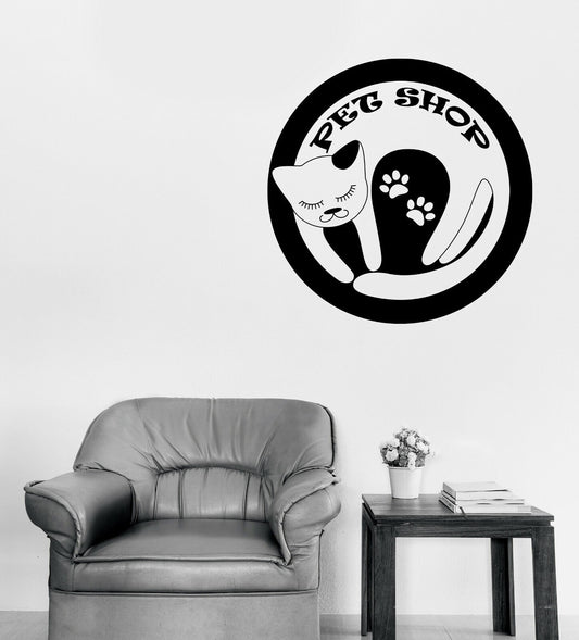 Autocollant mural en vinyle, Logo d'animalerie, maison, chats, chatons, animaux, Design (n1607)