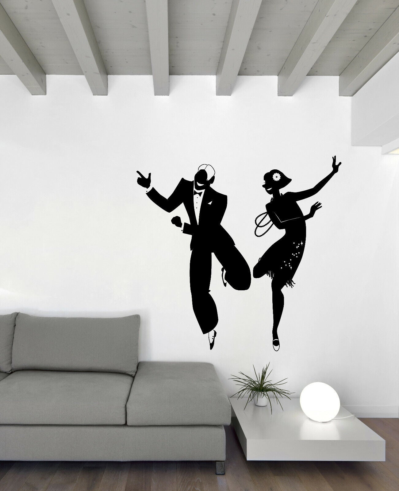 Autocollant mural en vinyle, autocollant de Couple danseur, Style Gatsby, fête rétro amusante (n1643)