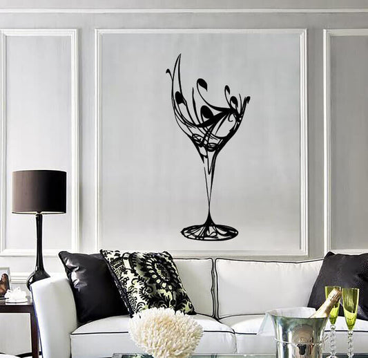 Autocollant mural en vinyle, décor de verre à Cocktail de vin, de Bar et de café (n1644)