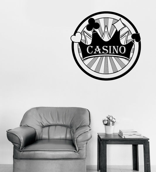 Vinyl Wall Decal Playing Cards Crown Gambling Poker Casino Las Vegas (n1668)