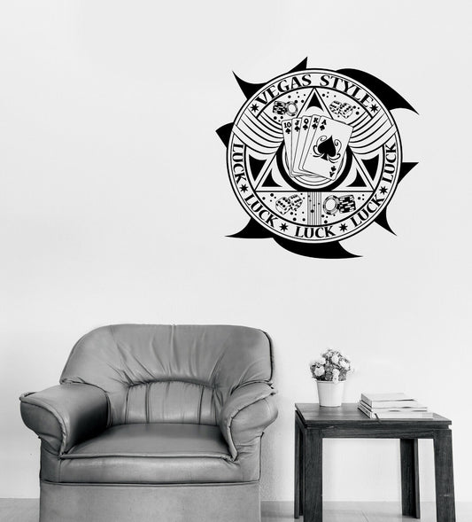 Vinyl Wall Decal Playing Cards Crown Poker Style Casino Las Vegas (n1669)