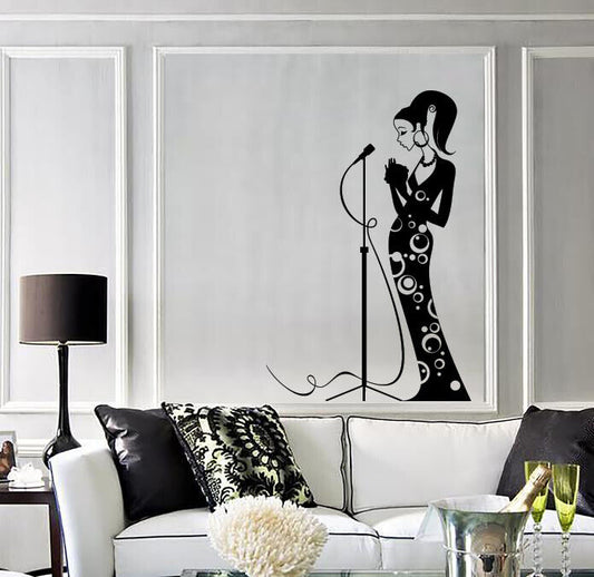 Vinyl Wall Decal Stickers Lady Slim Figure Woman Singer Love Song Jazz (n1673)