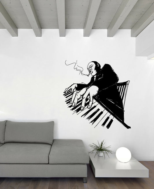 Vinyl Wall Decal Stickers African Musician Love Play Piano Jazz Blues (n1675)