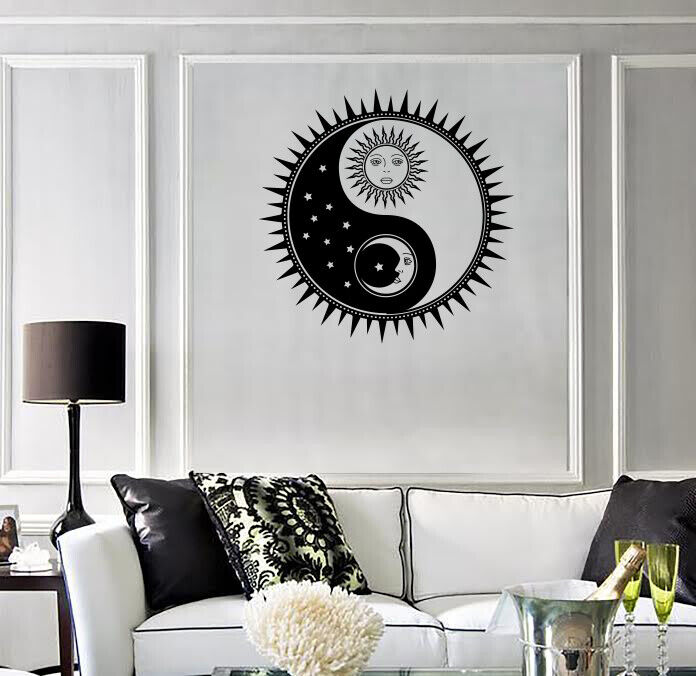 Vinyl Wall Decal Stickers Yin Yang Symbol Black White Moon Sun (n1697)