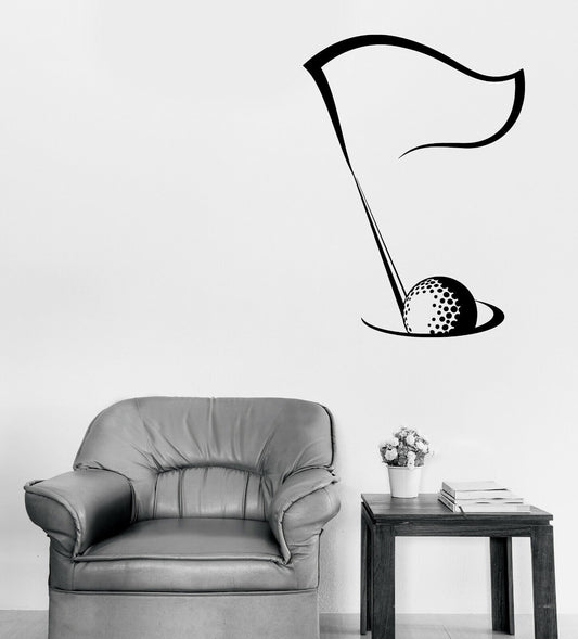 Vinyl Wall Decal Stickers Playing Golf Emblem Flag with Ball in Hole (n1713)