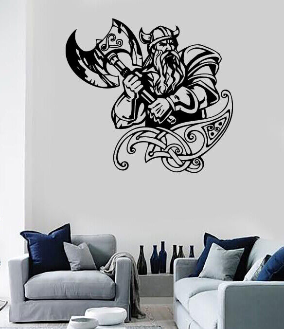 Vinyl Wall Decal Strongman Scandinavian Nordic Viking Warrior (n1716)