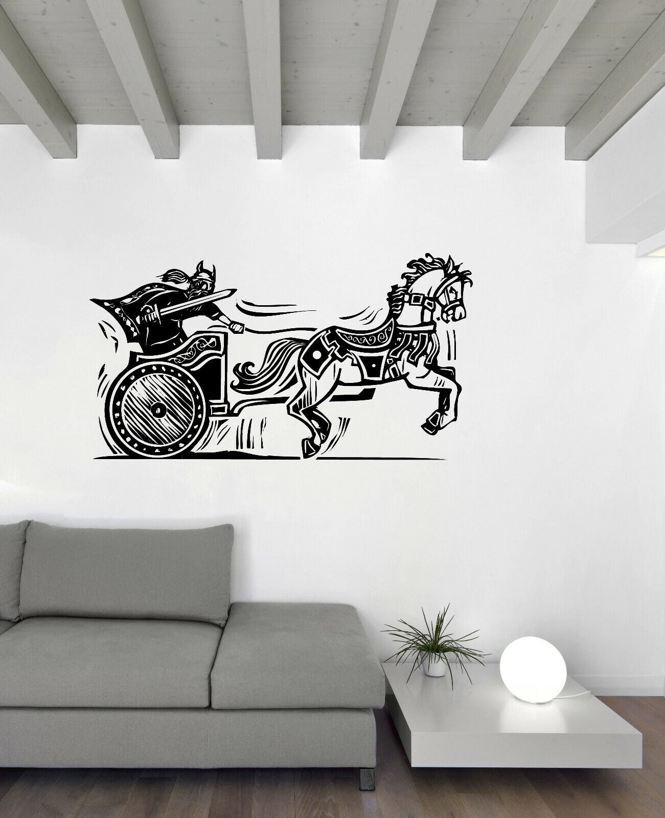 Vinyl Wall Decal Scandinave Nordique Viking Warrior Sword Chariot (n1718)