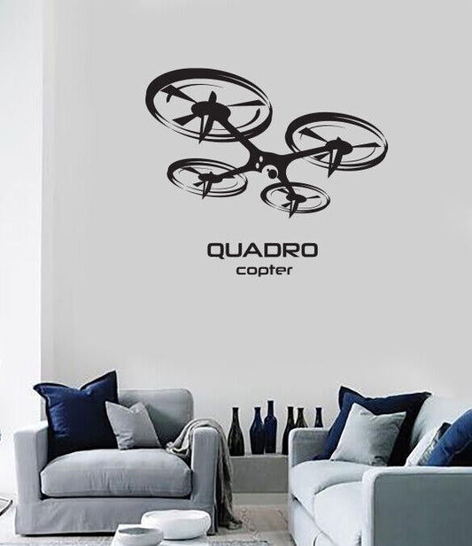 Vinyl Wall Decal CCTV Flying Zone Quadcopter Drone Stickers (n1720)