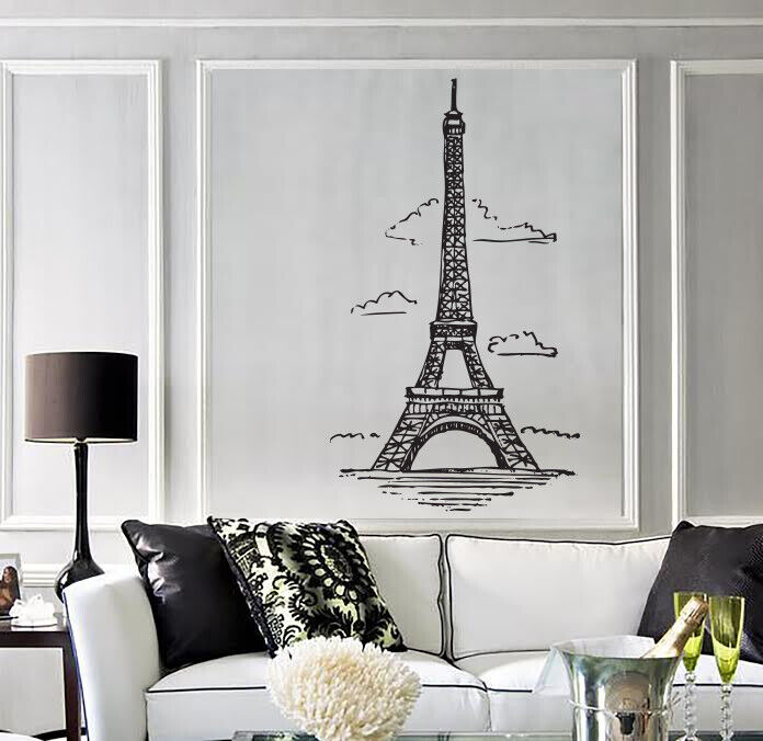 Wall Vinyl Decal Stickers Famous Grand Building Eiffel Tower Paris (n1721)