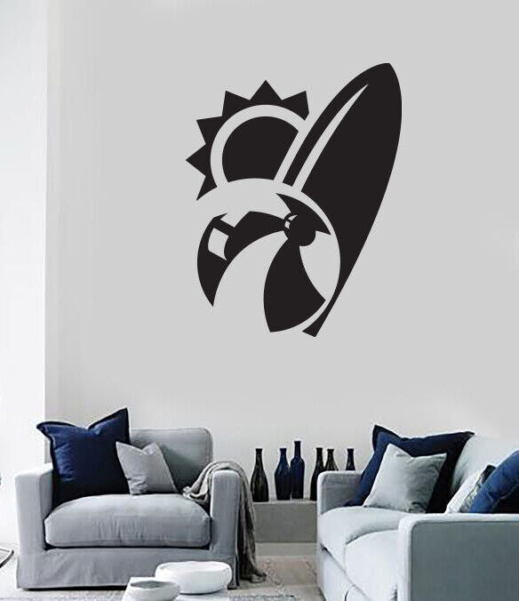 Vinyl Wall Decal Summer Sports Icon Sun Ball Serf Stickers (n1728)