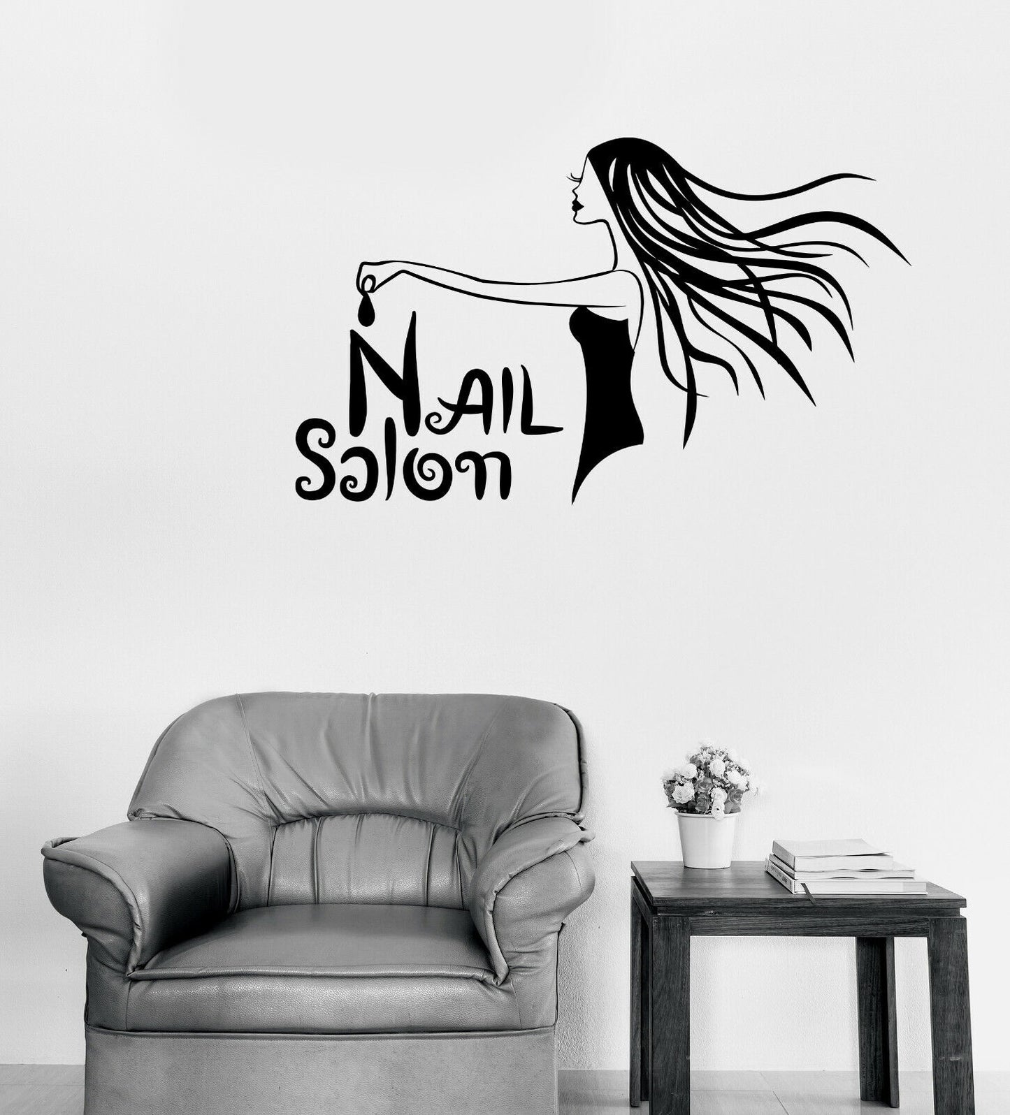 Wandaufkleber aus Vinyl, modernes Nagelstudio-Logo, Beauty-Studio-Design (n1757)