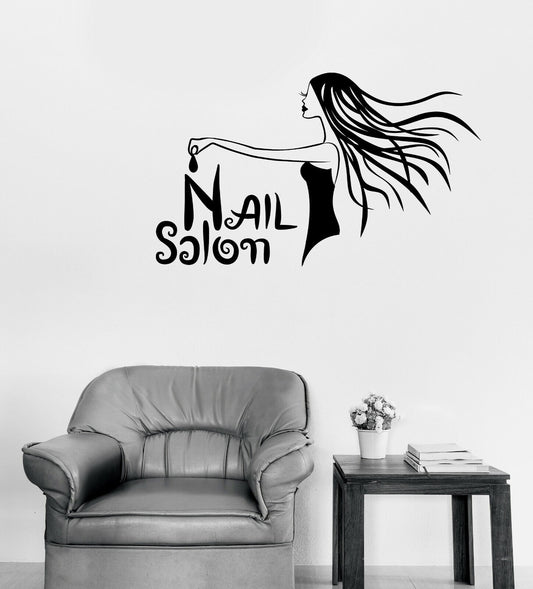 Wandaufkleber aus Vinyl, modernes Nagelstudio-Logo, Beauty-Studio-Design (n1757)