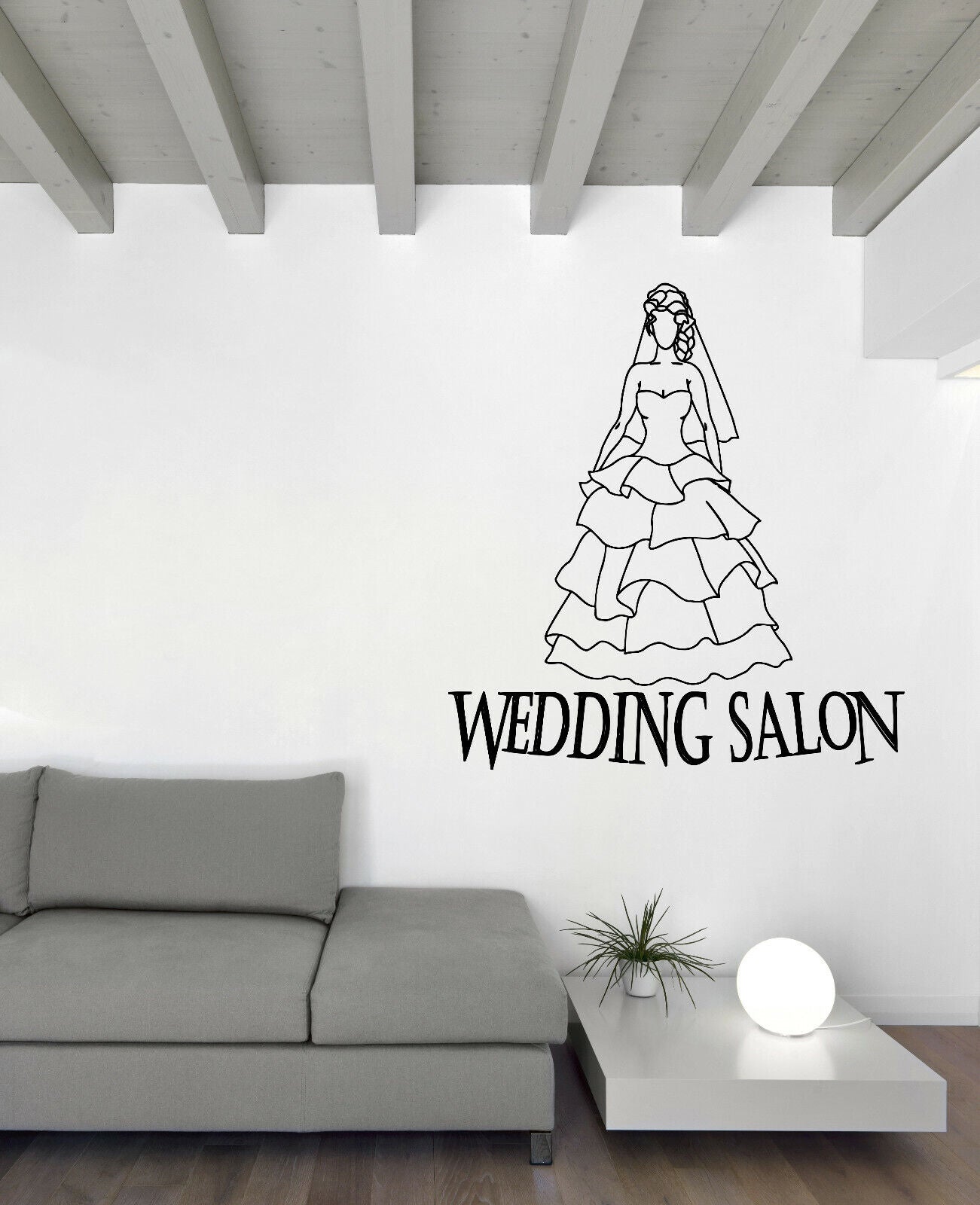 Autocollant mural en vinyle avec Logo de Salon de mariage, symbole d'amour, belle mariée (n1758)