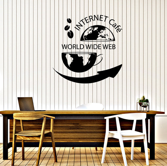 Autocollant mural en vinyle pour café Internet, Zone Wifi du World Wide Web (n1824)