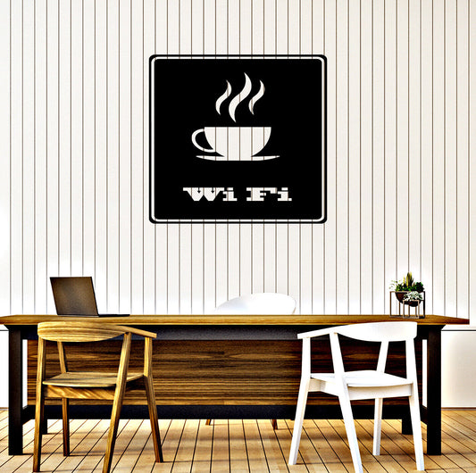 Autocollant mural en vinyle, café Internet et Zone Wifi du World Wide Web (n1825)