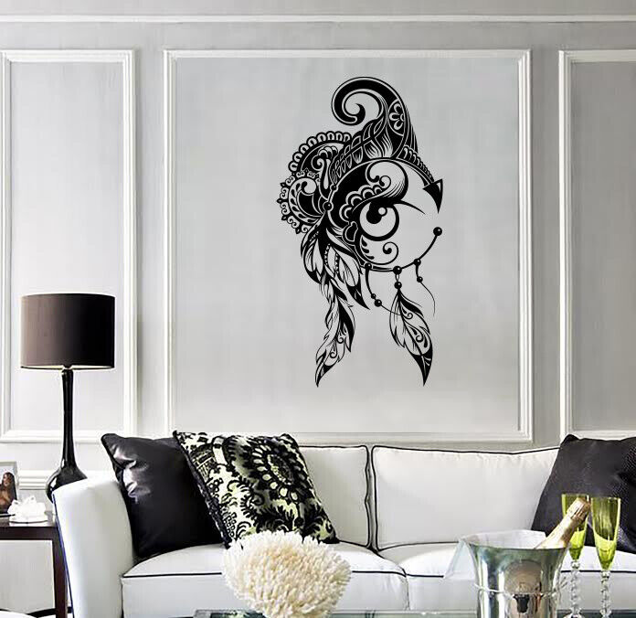 Vinyl Wall Decal Dream Eye Feathers Dreamcatcher Ornament Talisman (n1834)