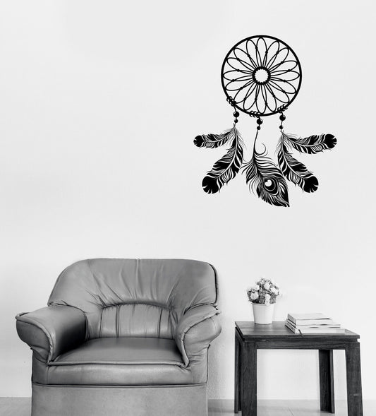 Vinyl Wall Decal Circle Dreamcatcher Feathers Ornament Talisman (n1844)