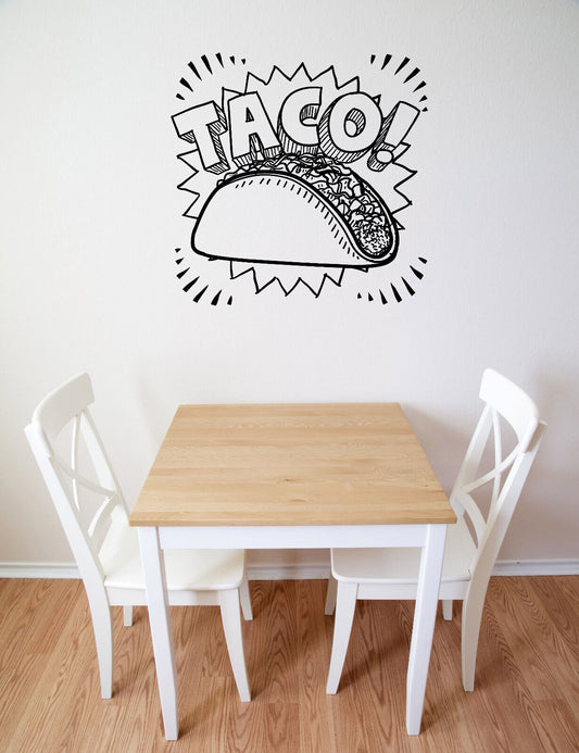 Autocollant mural en vinyle, tacos au goût de nourriture traditionnelle mexicaine (n1873)