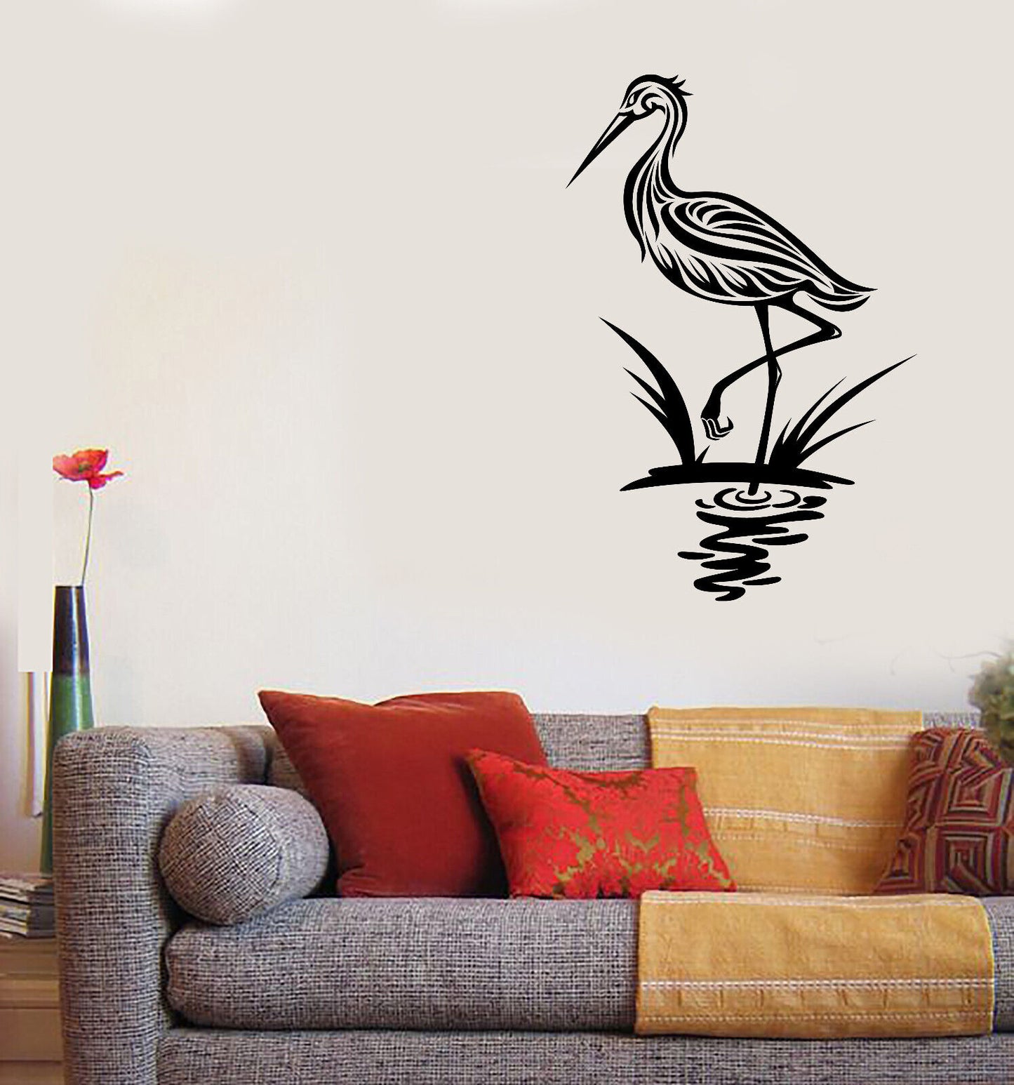 Vinyl Wall Decal Sticker Bird Heron Fast Beak Reeds Swamp (n1880)