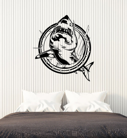 Autocollant mural en vinyle, requin dangereux, Style nautique, autocollant Animal de mer, océan, 4348ig