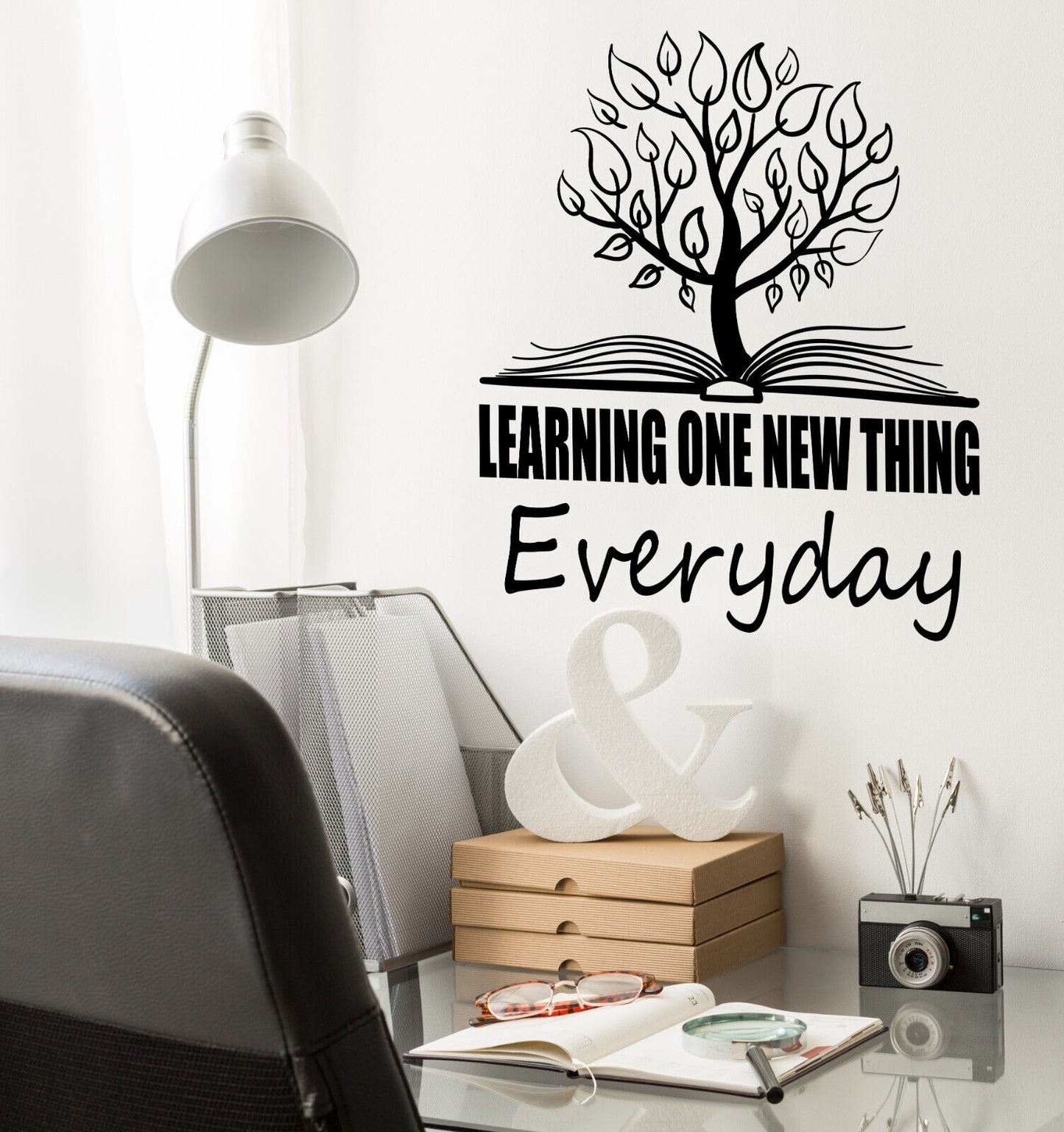 Vinyl Wall Decal Quote Learning New Thing Education Open Book Sticker (4357ig)