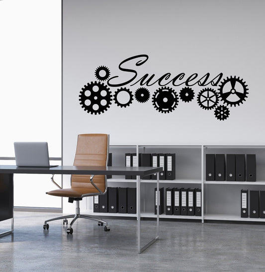 Vinyl Wall Decal Home Office Business Success Gears Motivational Stickers 4362ig