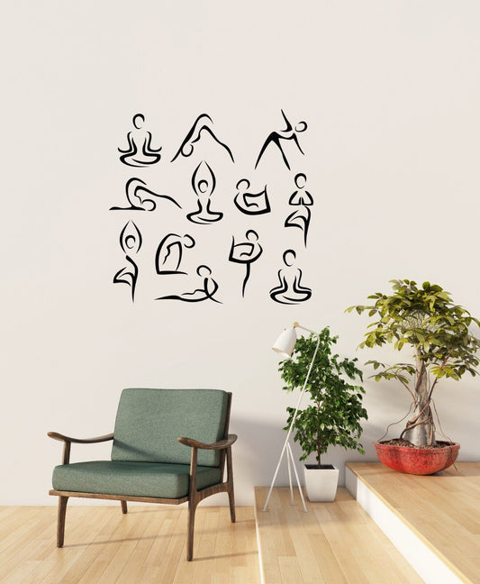 Vinyl Wall Decal Yoga Studio Lotus Pose Meditation Room Health Stickers 4378ig