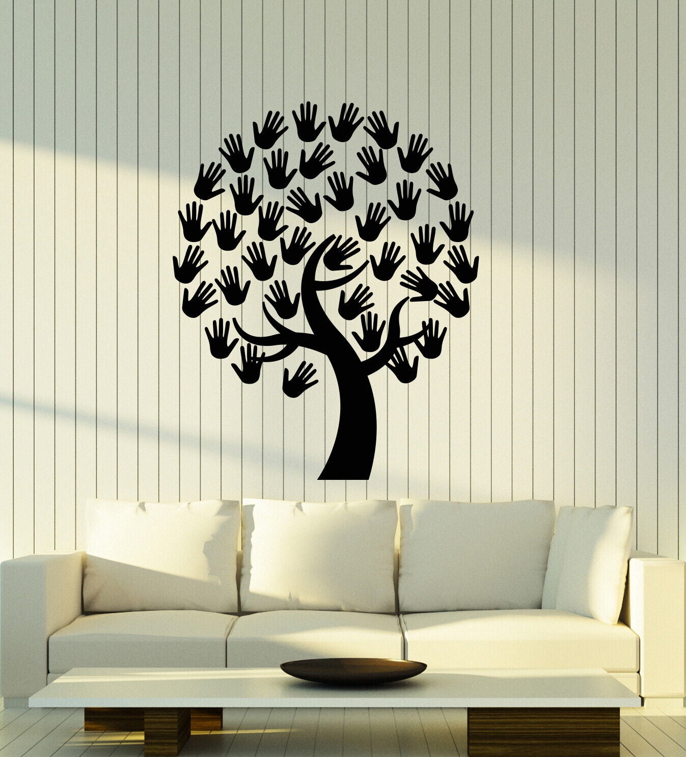 Autocollant mural en vinyle, salutations de bienvenue, mains d'arbre, autocollants pour enfants, 4398ig